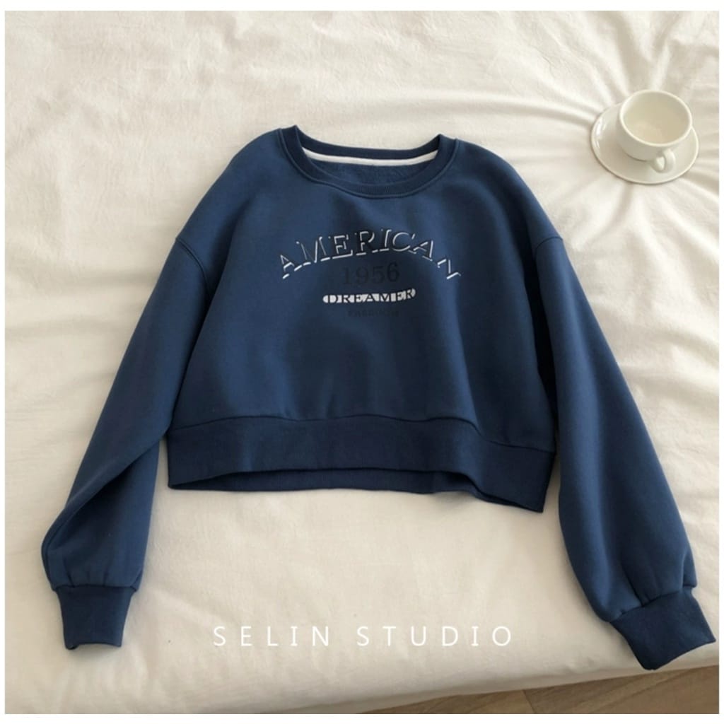 sweater croope wanita - AMERICAN FREEDOOM CROOPE SWEATER - sweater wanita casual