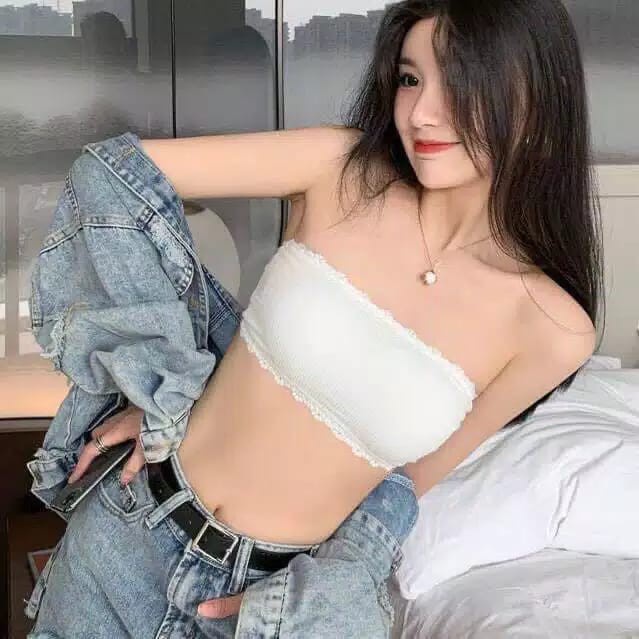 HC Bra Wanita Crop Top Bahan Halus Renda 6401 Bra Kait Simple Import Murah Bra Kemben Tanpa Tali-4