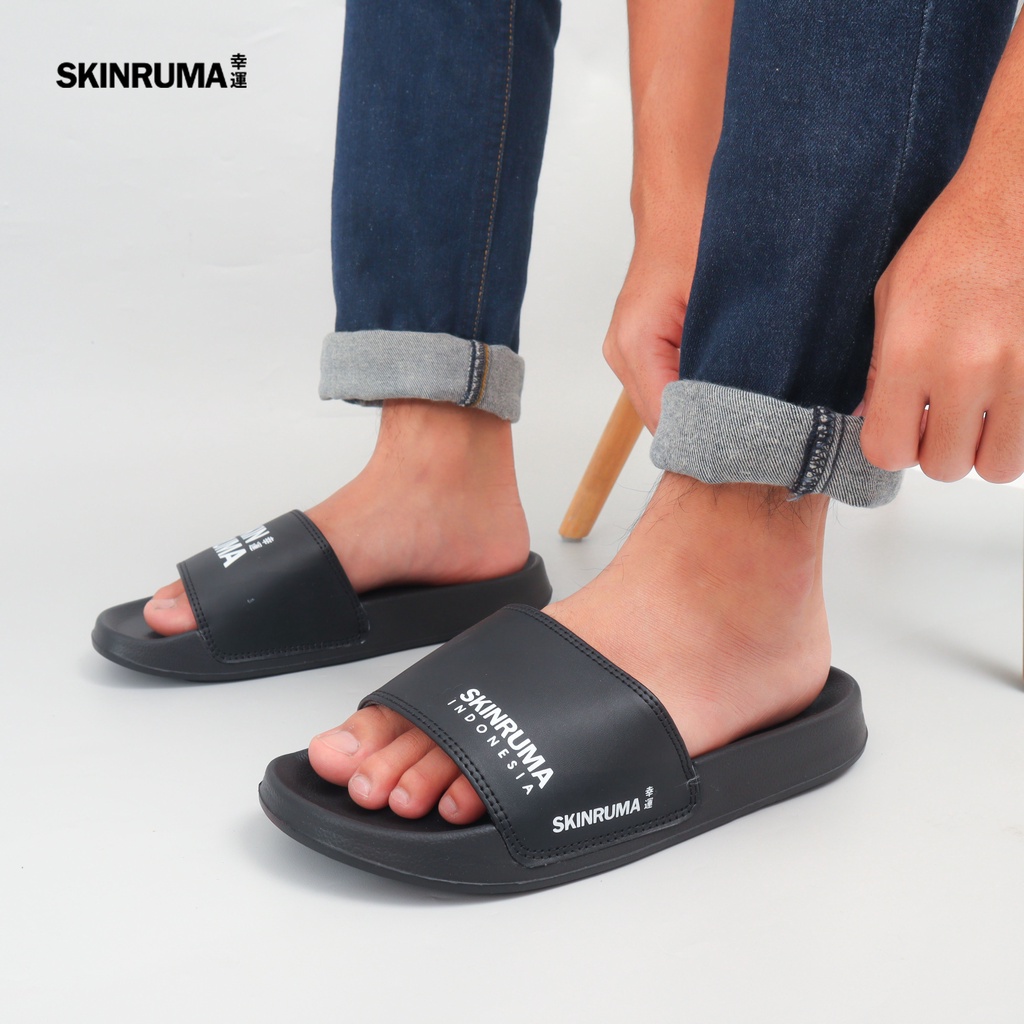 Sendal Selop Casual Pria SKINRUMA Japanesse Skin Tsunorogo Hitam / Sendal Slide Pria / Sendal Slip On Pria