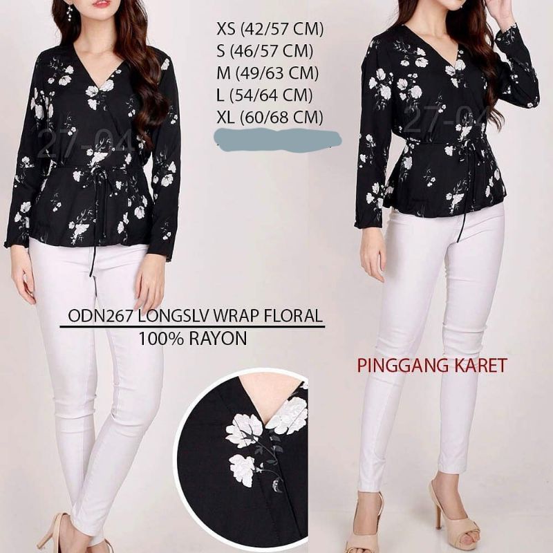 Old Navy ODN267 longsleeve wrap floral blouse