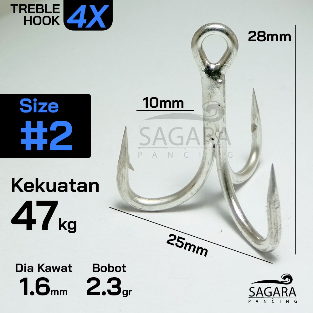 Treble Hook 4X Strong Trebel Hook Kail Jangkar-Nomer #2