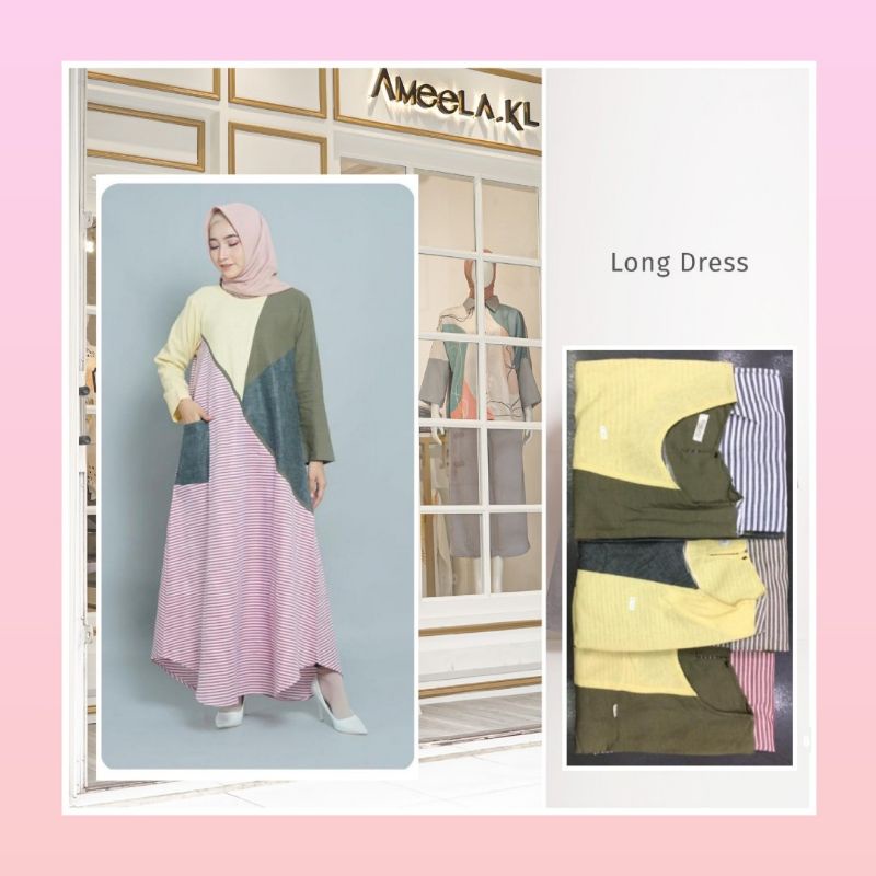 Midi Dress/Gamis Wanita Terbaru Kekinian 2022/Fashion Muslim/Dress Murah/Gamis Mewah/Gamis Import/Mi