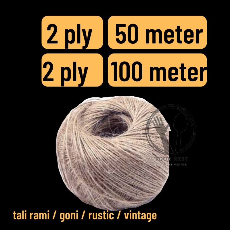 TALI RAMI 2 PLY TALI GONI 2PLY 50 METER tali jerami tali mendong craft tali rustic tali hangtag rope tali foto polaroid bahan scrapbook vintage tali penjepit foto 2 utas rali rami tali goni gunungan tali rami murah tali aesthetic hampers undangan kucing