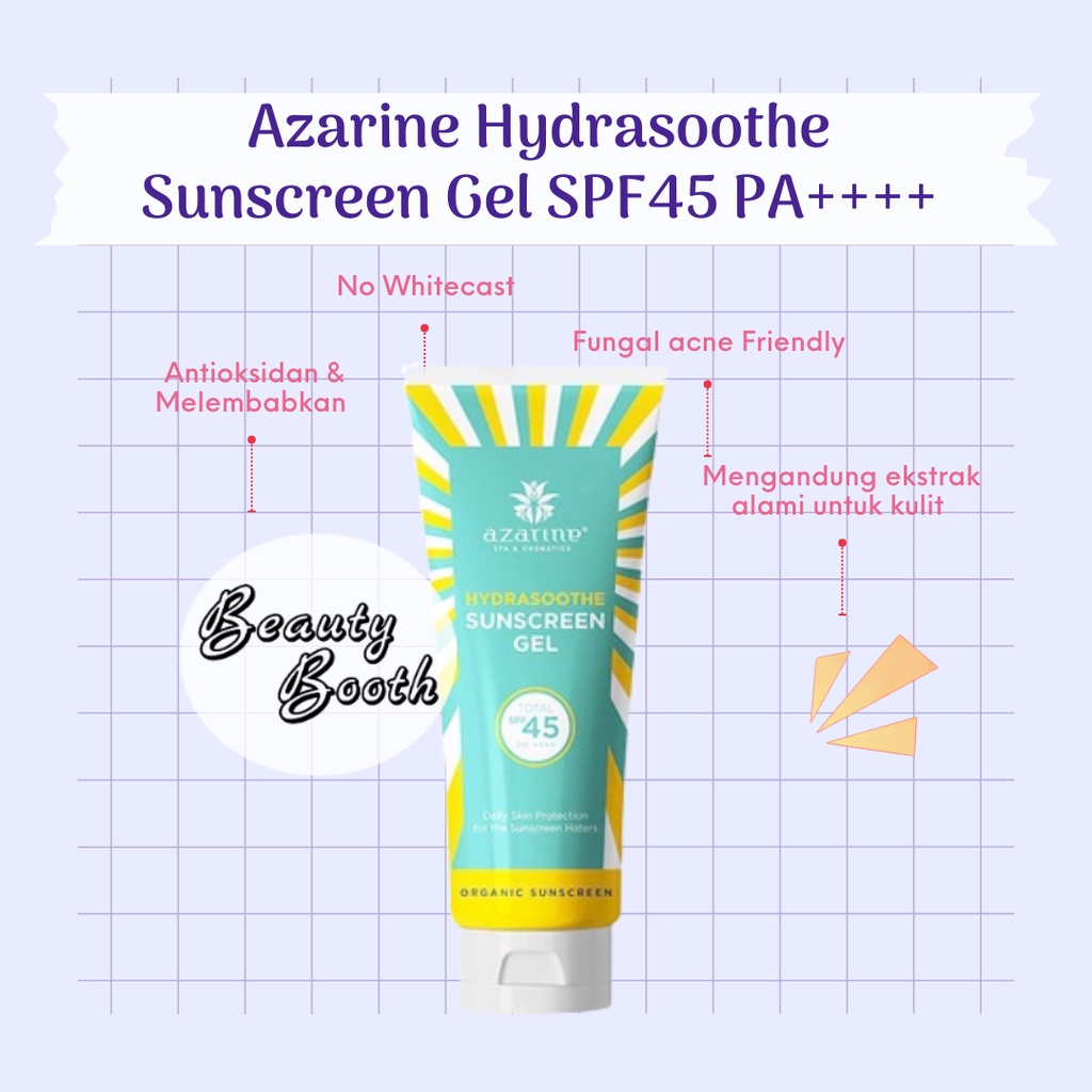 Azarine Hydrasoothe Sunscreen Gel SPF45 PA++++ | Azarin Sun Shield SPF 50 | Mist | Hydramax-C Serum | Tone Up Mineral | Sun Screen Tabir Surya Cream 50 ml Block