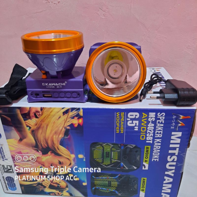 Senter Kepala Super LED Kawachi 10 Watt LY 510A Pencahayaan Kuat Bisa Radio Fm Music Mp3 Usb Sd Card