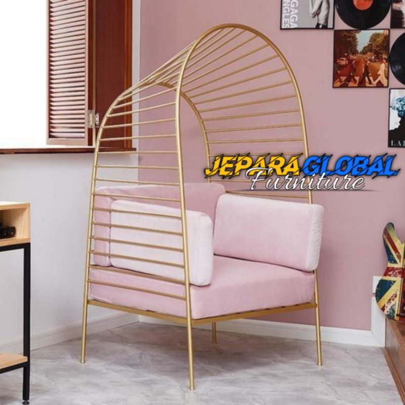 Kursi sofa keranjang industrial besi pink (kursi tamu,kursi jati,kursi sofa minimalis,sofa duco)