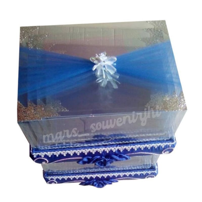 

Box/kotak hantaran seserahan cembung tile Biru Dongker