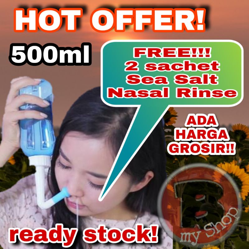 READY STOCK WATERPULSE - 500ML BOTOL CUCI HIDUNG (+ FREE 2 SACHETS GARAM) - NASAL RINSE BOTTLE - BOTOL PEMBERSIH HIDUNG