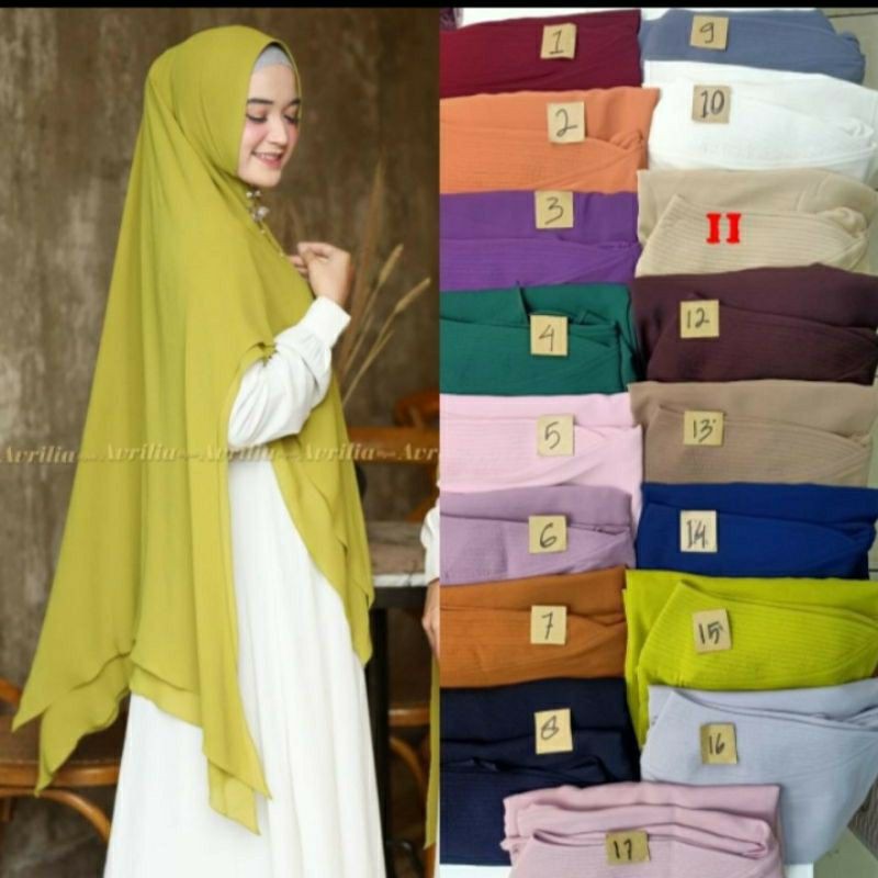 khimar jumbo LV avrilia pari putih ihram ihrom umroh hijab jilbab syari ceruty ceruti 2layer putih