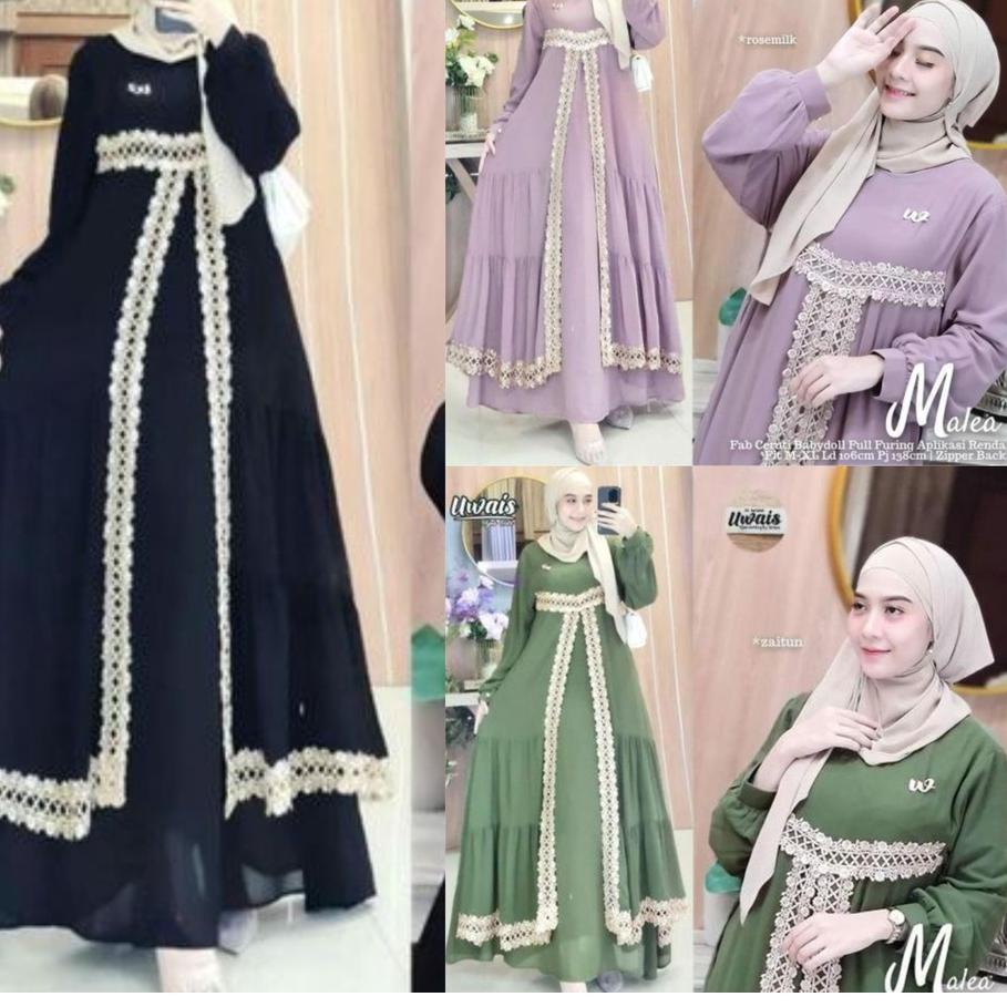 ナ Melea Maxi / Gamis Wanita Kekinian / Gamis Wanita / Maxi Dress Brukat / Dress Kondangan  / Dress W