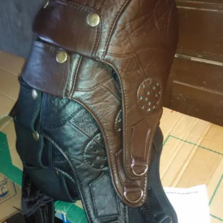 Produk Topi Pilot Retro Kulit Asli - Hitam Murah