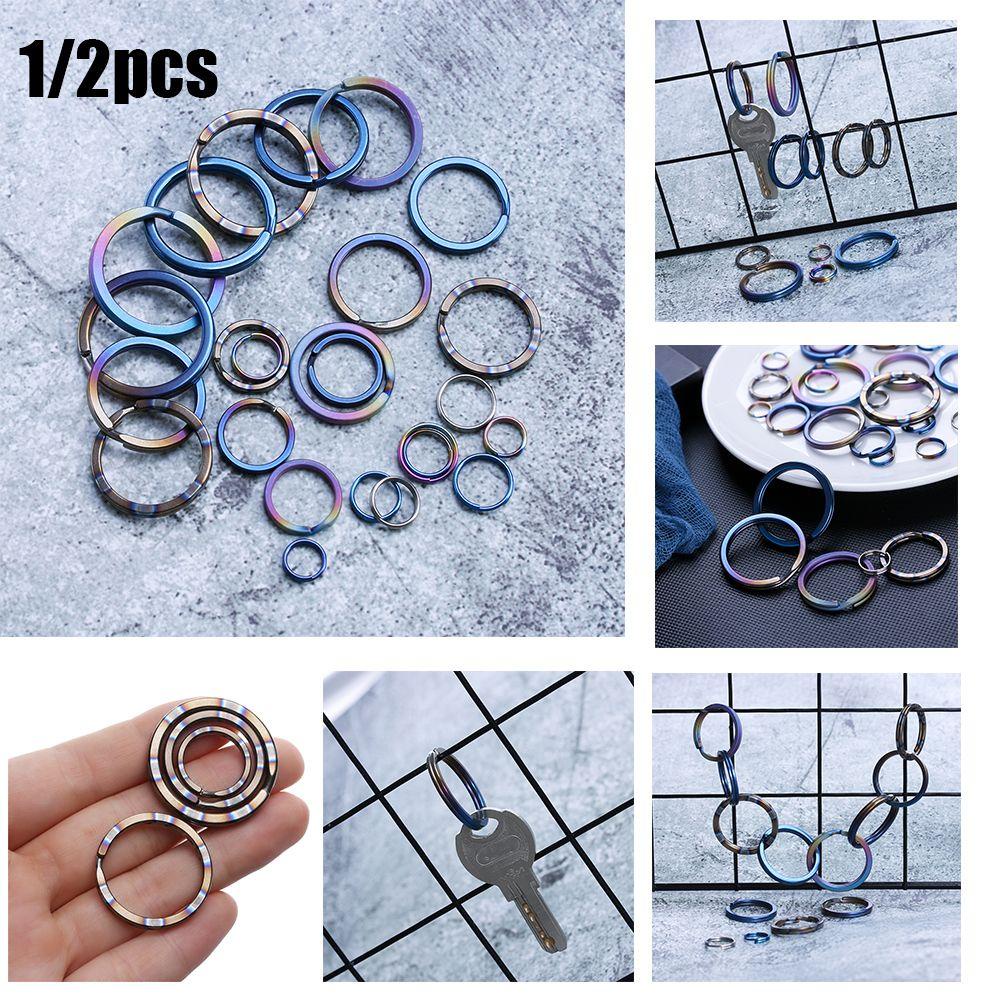 Nanas 1/2pcs EDC Gantungan Kunci Alat Gantung Luar Ruangan Paduan Titanium Camping Travel Barang Key Ring
