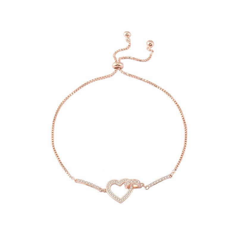 Gelang Persahabatan Adjustable Warna Rose Gold Bentuk Hati