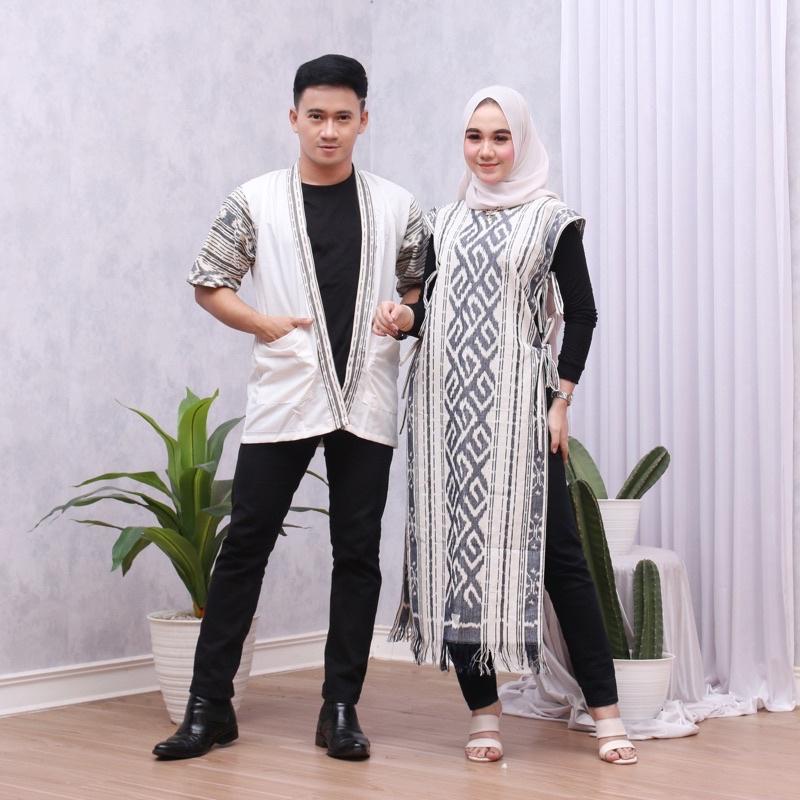 COUPLE TENUN LONGVEST TORAJA PUTIH  ||  DRESS PREWED || BAJU PREWEDDING COUPLE ||   VENSHOP