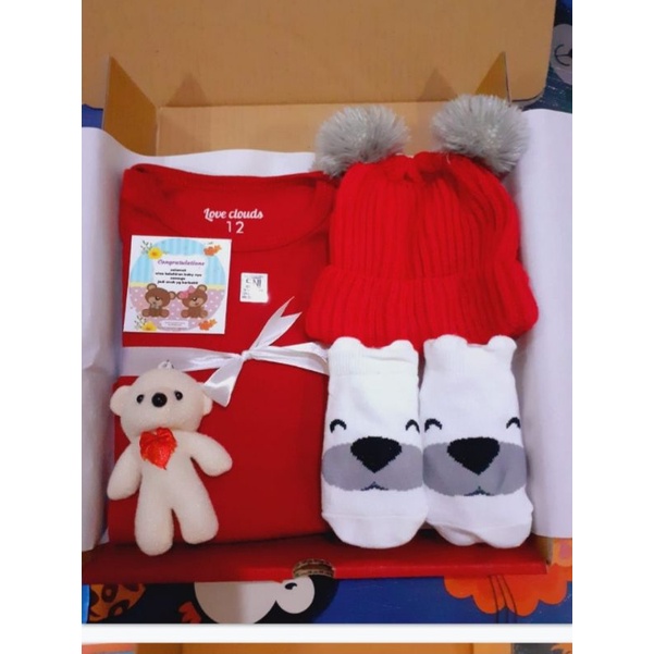 0Hampers Bayi Newborn Baby Gift Set Unisex Kado Lahiran Parcel Bayi Laki-laki Perempuan-Merah