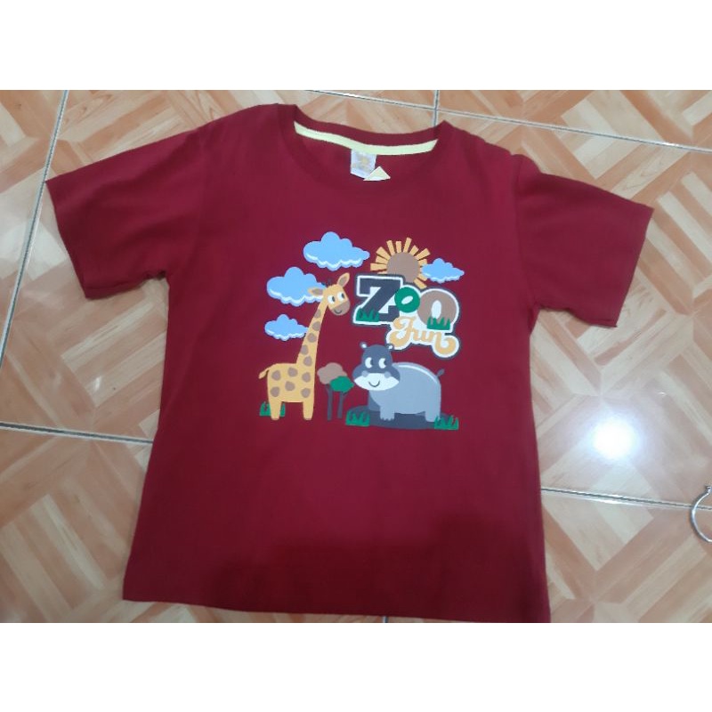 Kaos anak Little M Zoo Fun Maroon