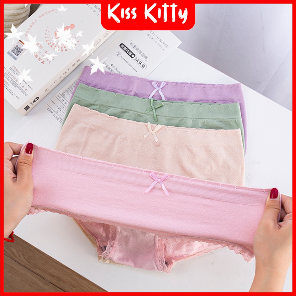 [1BOX ISI 4PCS] Celana Dalam Wanita Seamless Mid Waist Bahan Halus Pita