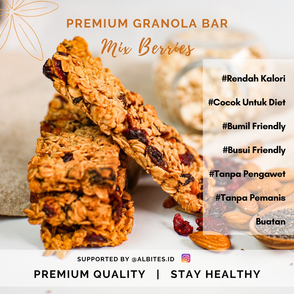 Granola Protein Bar Healthy Snack Untuk Diet Keto Debm Low Calorie Moodbooster Bumil Busui Mix Berri Shopee Indonesia