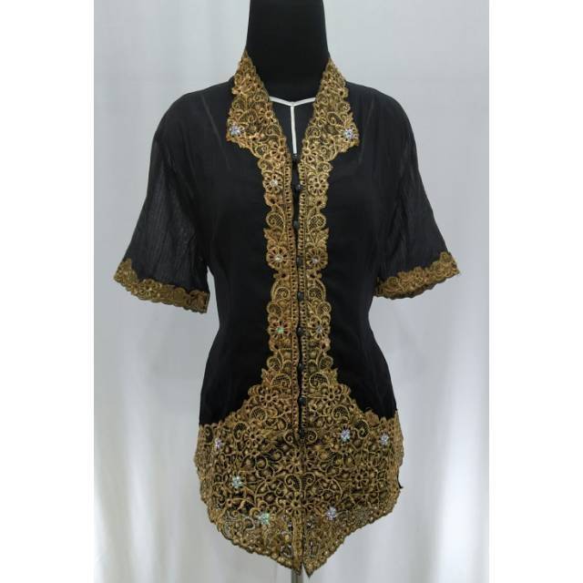 Promo Kebaya Encim Modern Sari Import Kombinasi Brukat Bordir Hitam