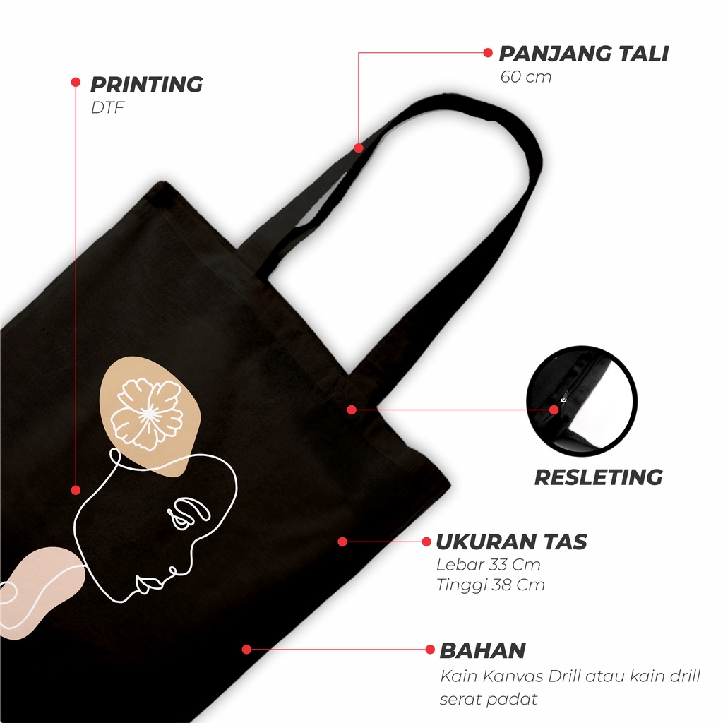 Sevine Tas Totebag Wanita Tote bag Resleting Laptop Nordic Black Series Hitam - WGF4