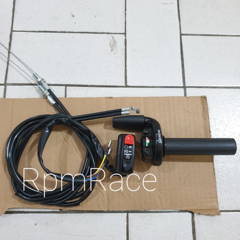 paket Gas spontan domino 2 kabel plus saklar domino kanan plus stater universal bebek matick moge