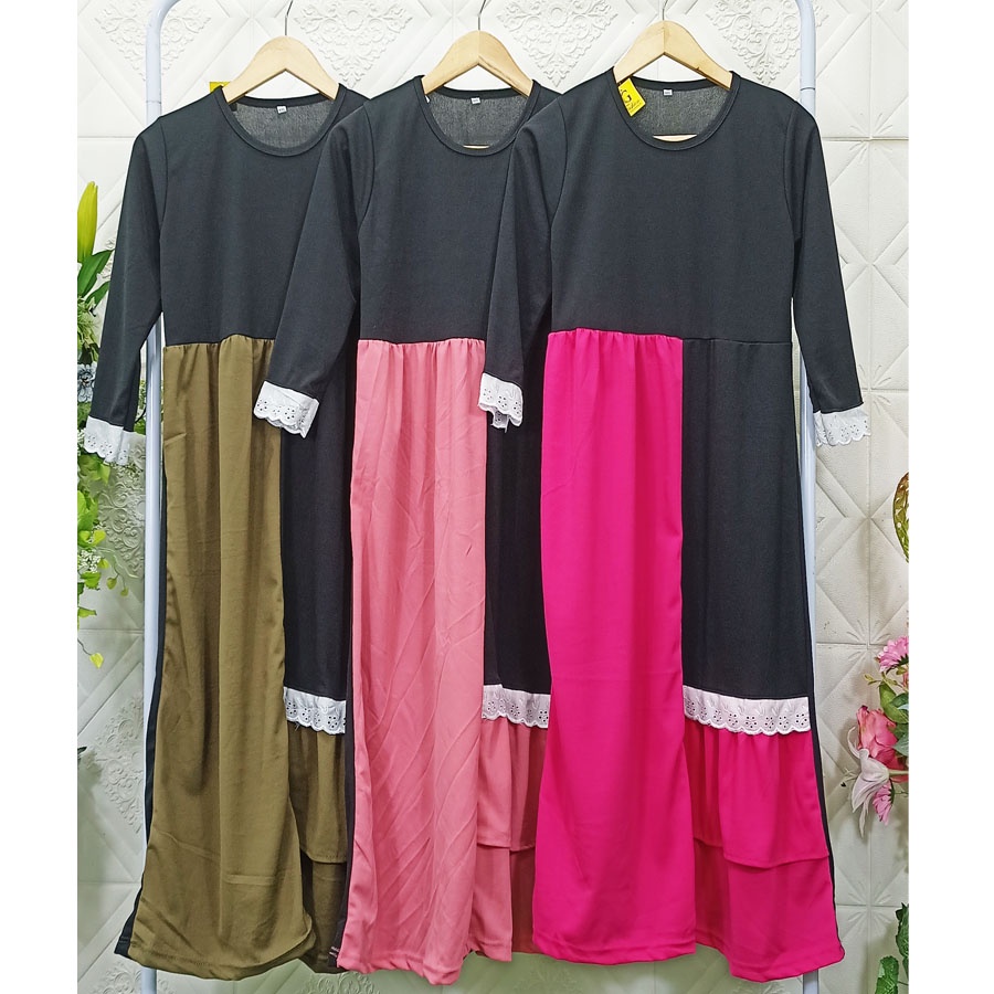 Lulu Syar’i Kids Gamis Dress Anak Mix Renda Kombinasi CARLINA