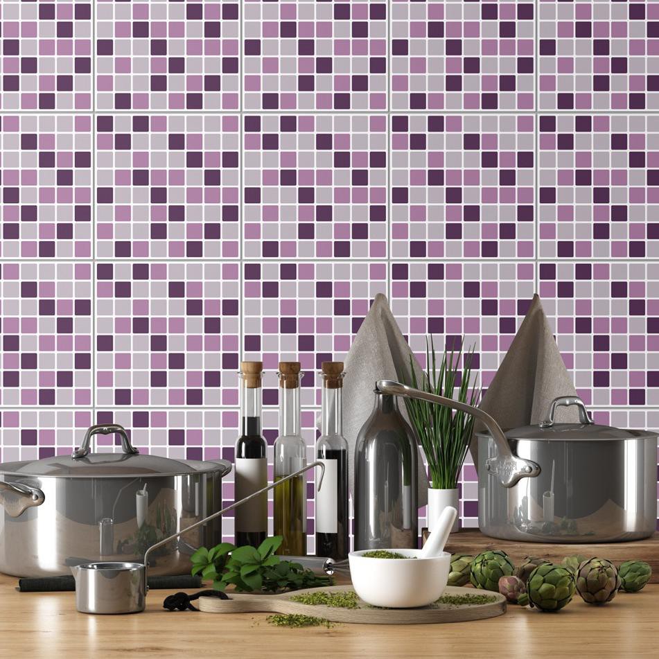 181 Motif Baru Murah Wallpaper Sticker Dinding Dapur Dan Kamar Mandi Ungu Pink Mosaic Square Shopee Indonesia