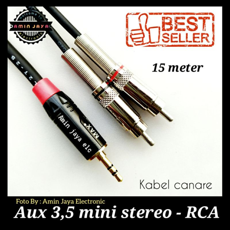 Kabel rca 2-1 kabel jack audio 3,5 mm to rca berkualitas panjang 15 meter