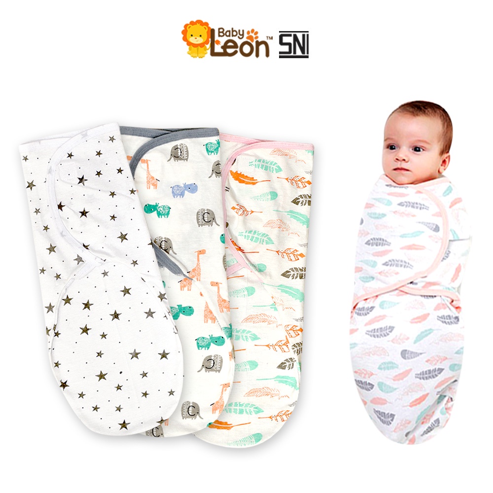 Bedong bayi instan SNI Baby Leon bedong lipat 1pc selimut bayi newborn bedong tempel perlengkapan bayi baru lahir