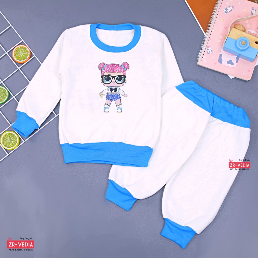 Setelan Cookie uk 1-2 Tahun / Baju Lengan Panjang Set Sweater Karakter &amp; Jogger Anak Cewek DOLL Celana Bahan Adem ZR Vedia