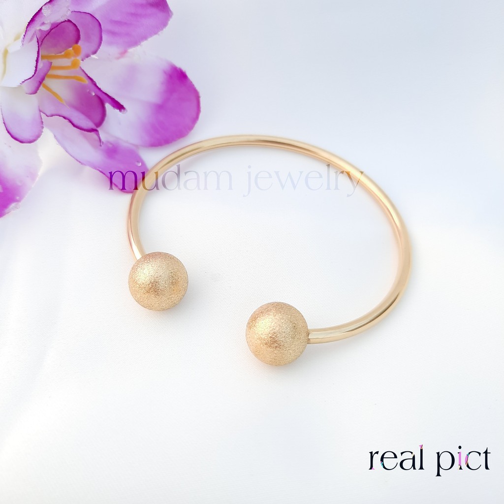 Gelang Lentur Titanium Bola Pasir Bulat Tersedia Warna Rosegold, Gold dan Silver