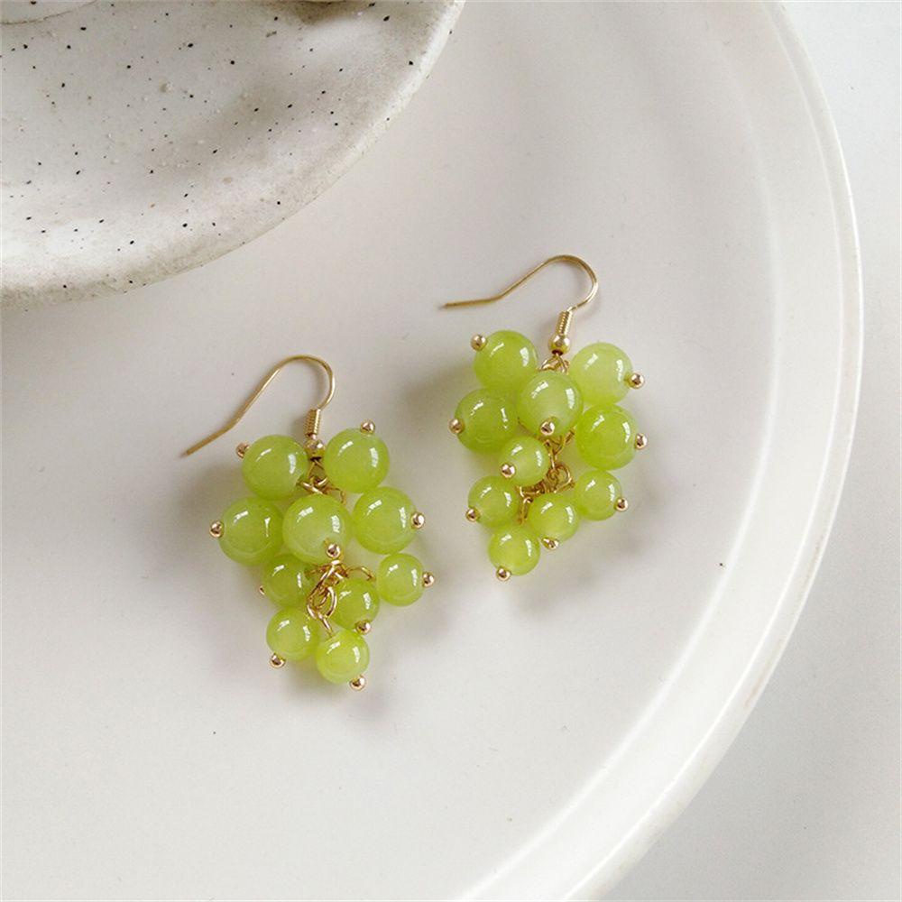 SOLIGHTER Stud Earrings Fashion Aesthetic jewelry womens jewelry Green Beads