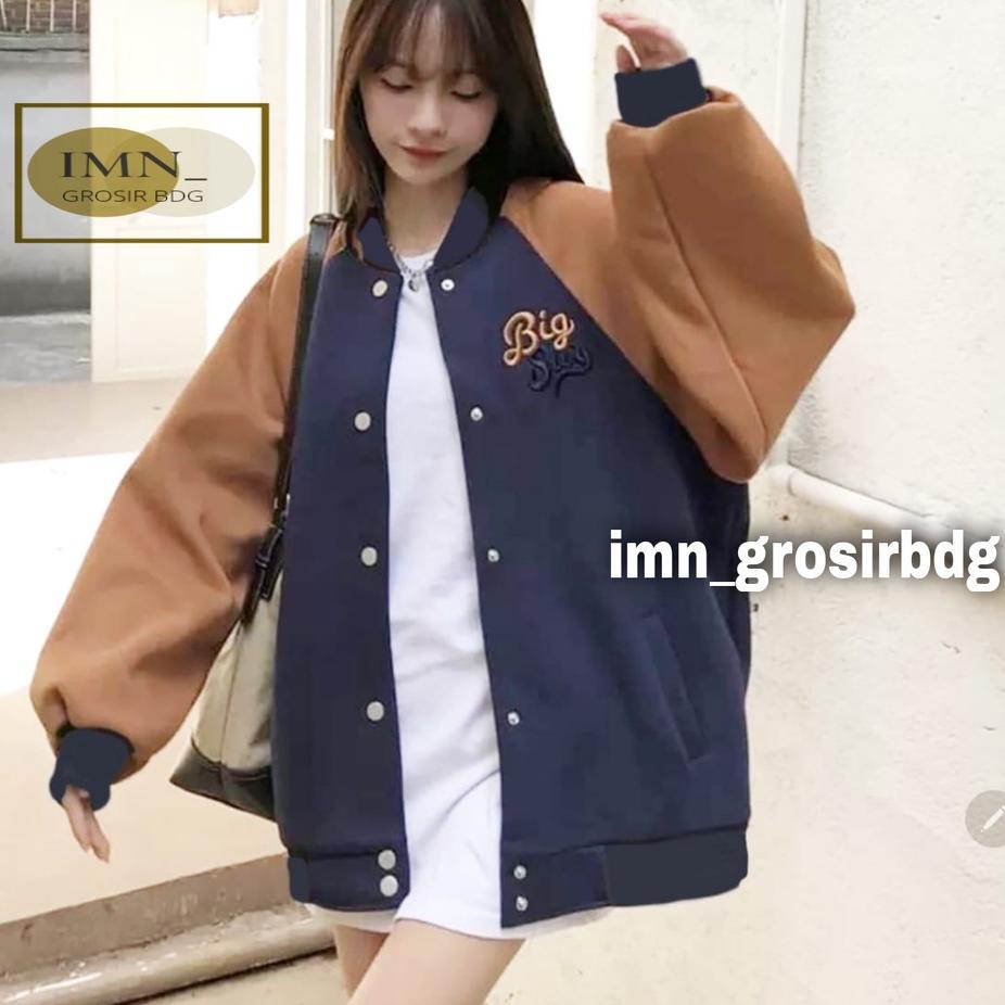 ☄️Silver Promo BORDIR ✔  BIG SAY JAKET BASEBALL OVERSIZE | JAKET VARSITY WANITA | JAKET BOMBER WANIT