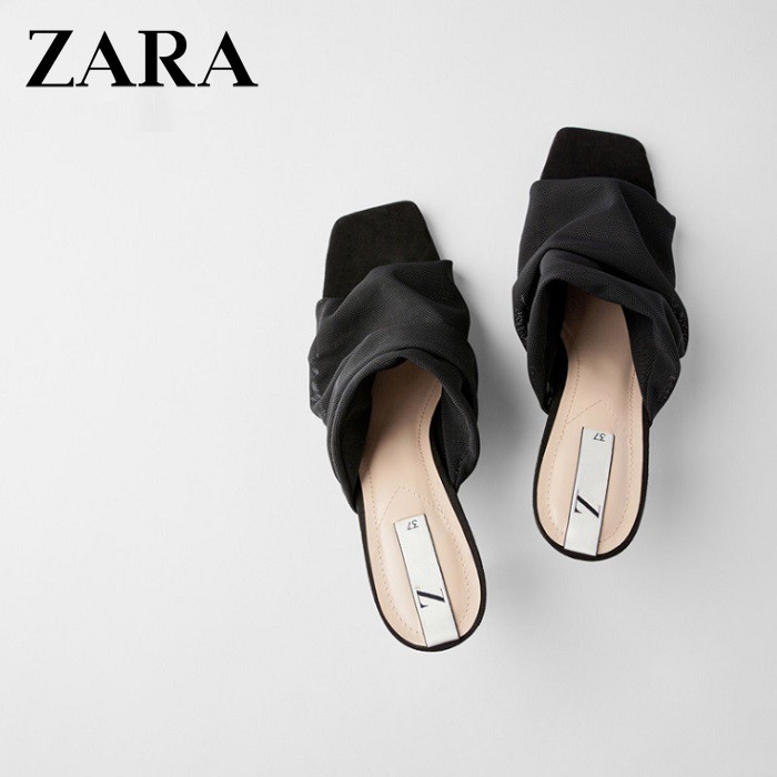 SEPATU BRANDED ORIGINAL 100% ZARA Mesh Mule High Heels CEWEK WANITA FASHION IMPOR JAKARTA