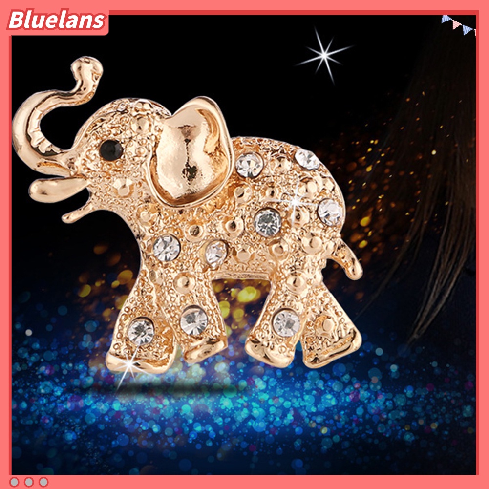 Bluelans Bros Pin Enamel Bentuk Gajah Aksen Berlian Imitasi Untuk Pria
