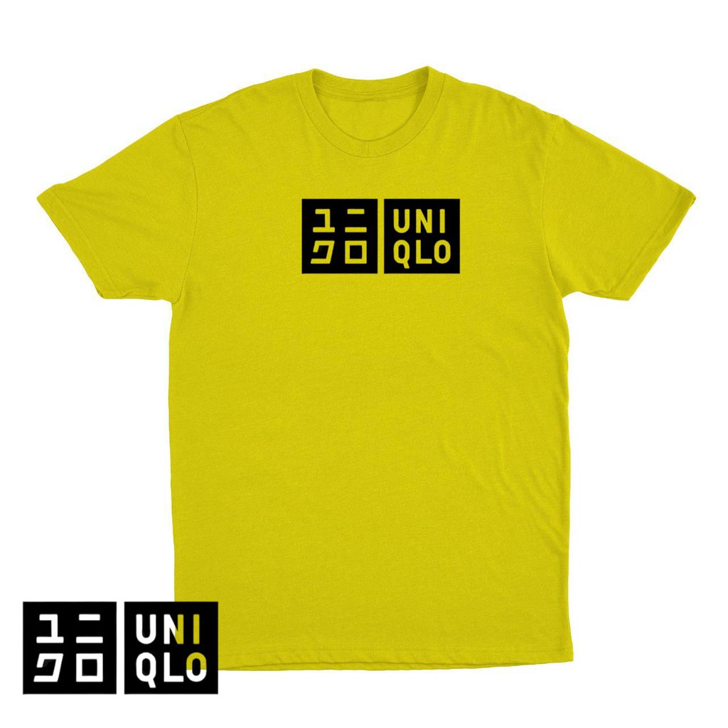 COD BAYAR DI TEMPAT KAOS BAJU UNIQLO LOGO KATUN KOMBED 30S PREMIUM DISTRO PRIA WANITA TSHIRT TEES-Kuning
