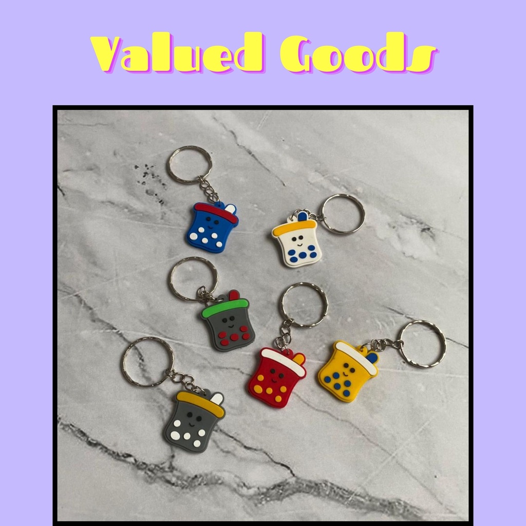 GANTUNGAN KUNCI BOBA GEPENG WARNA WARNI UNIK BUBBLE TEA