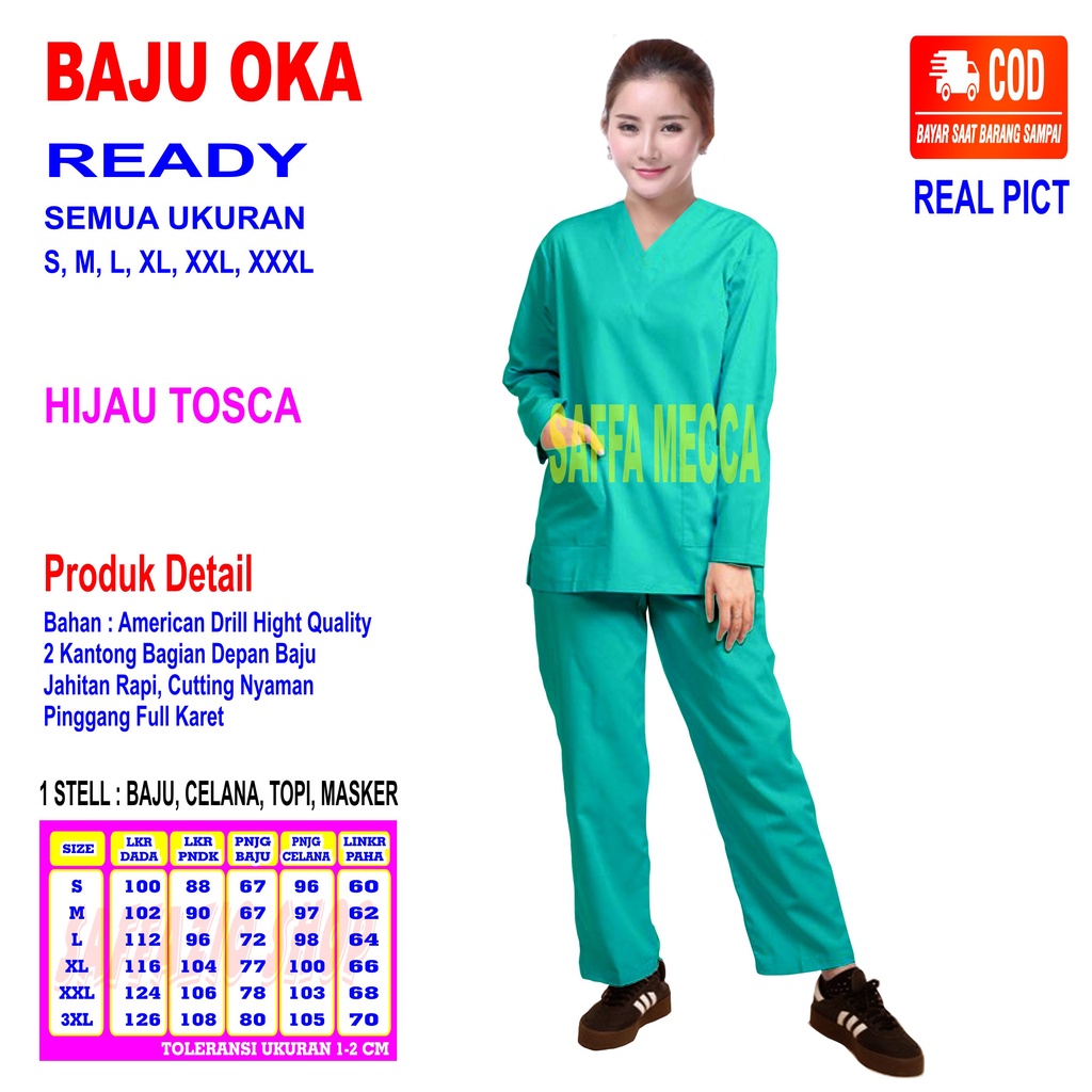 Baju Oka   Baju Oka Lengan Panjang  Scrub Perawat  Scrub Lengan Panjang  Baju Jaga  Baju OK  Baju Perawat / Pria / Wanita Harga Murah Terbaru Lengan Panjang COD