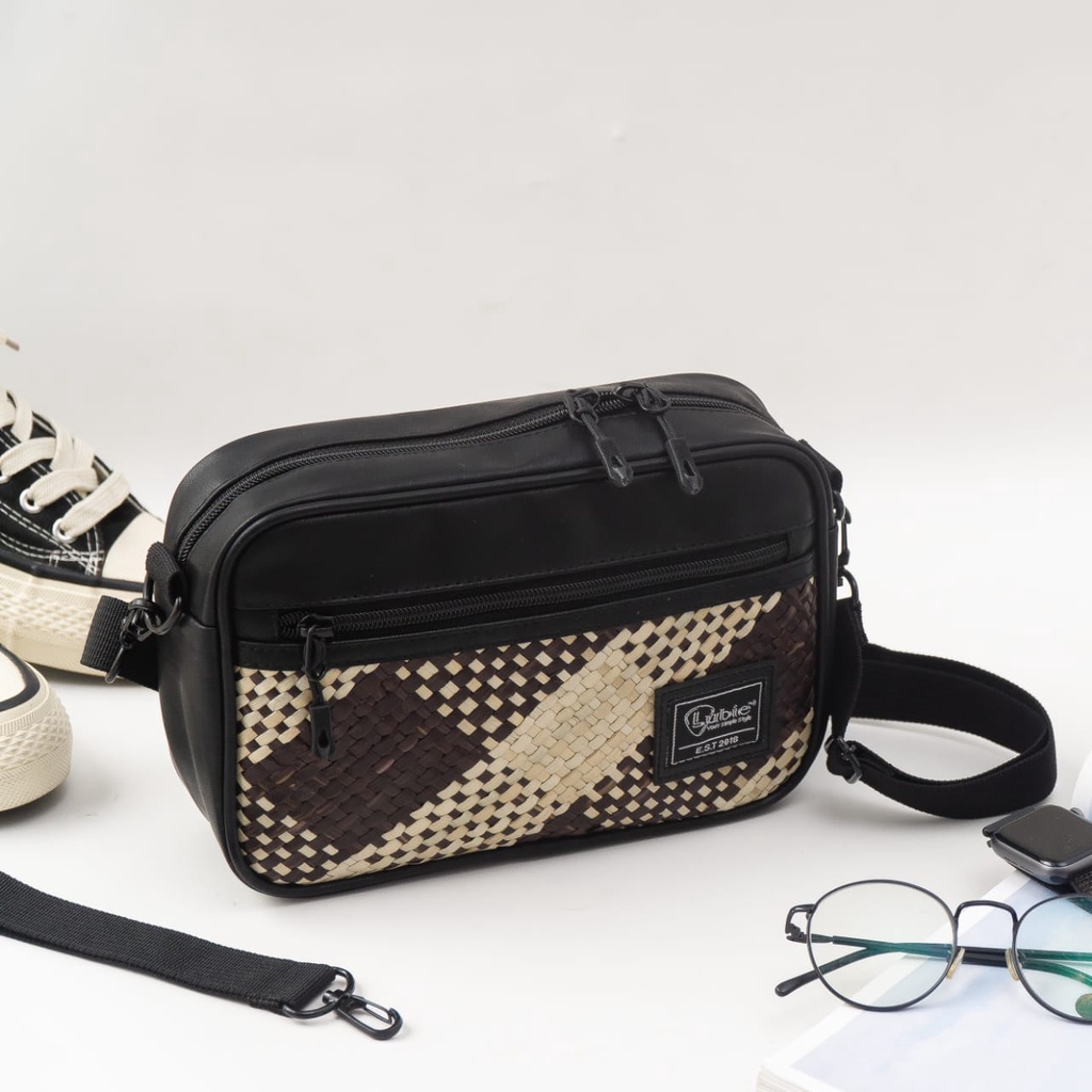 LUBIE Tas Tikar Pandan Tradisional Clutch Etnic Sintetis Leather Pandanus