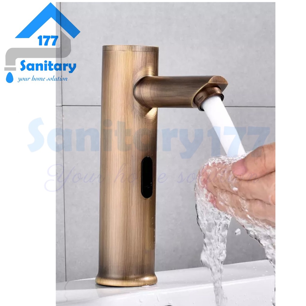 Kran wastafel SENSOR kuningan WS45-keran air otomatis washtafel sink minimalis gede brass faucet automatic off basin tap /C2