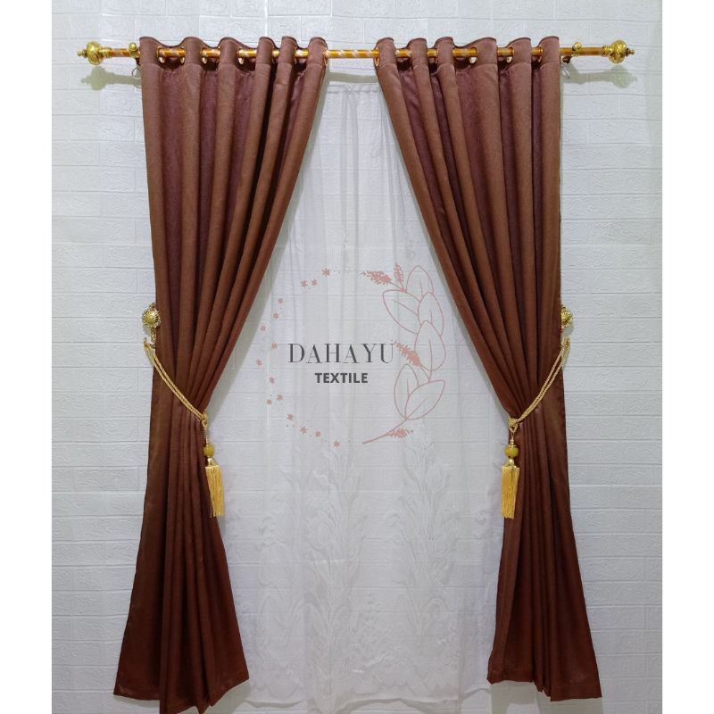 Gorden Blackout Pintu Jendela Kamar Tidur Minimalis Polos Panjang Premium - Coffee