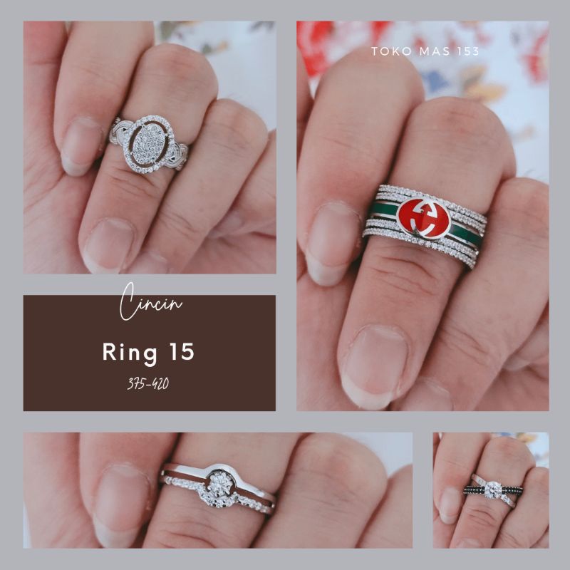 WAJIB TANYA STOK Realpic Cincin Emas Putih Asli Kadar 375 - 420 | Ring 15  | Part 1