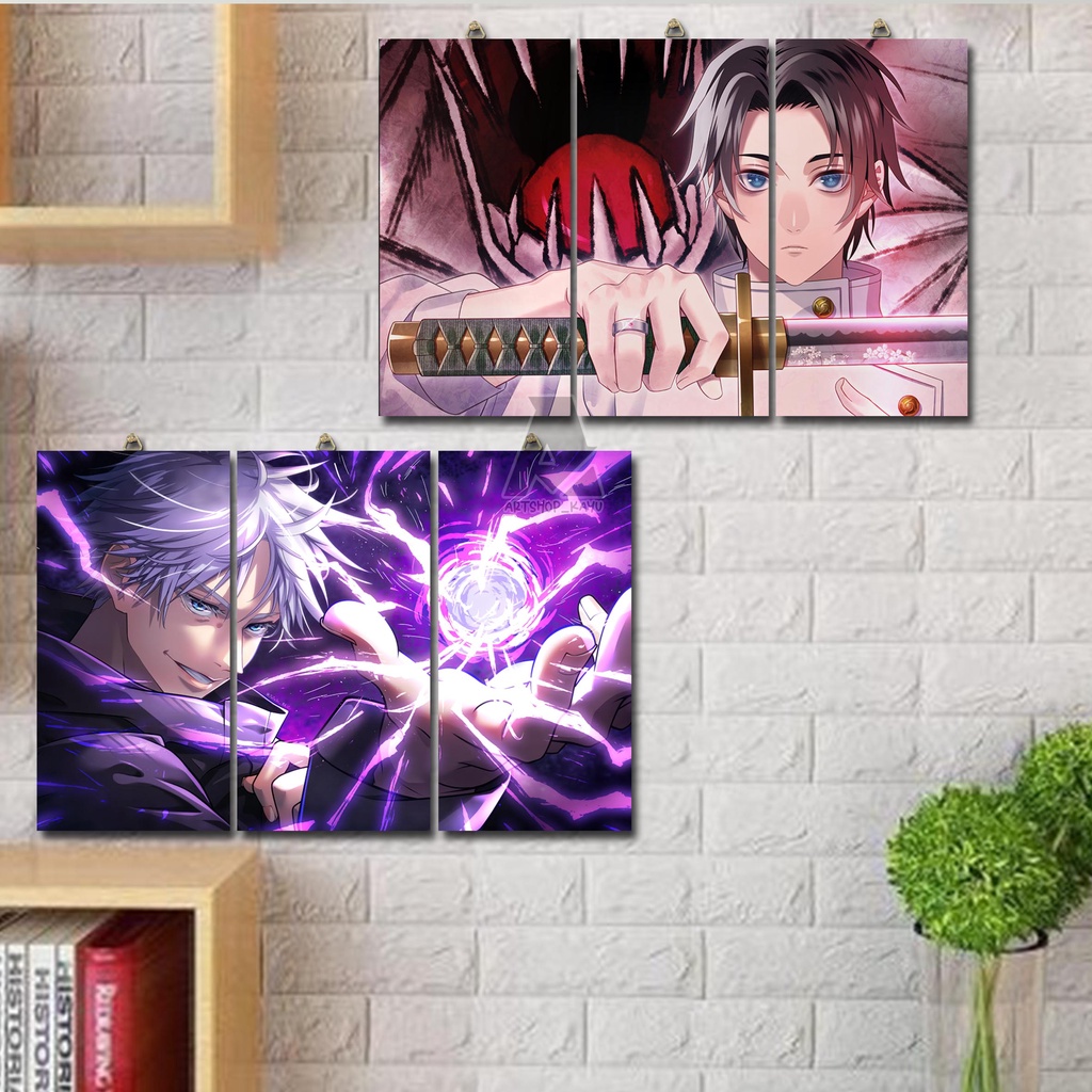 Hiasan Dinding poster kayu ANIME JUJUTSU KAISEN walldecor. pajangan rumah dekorasi