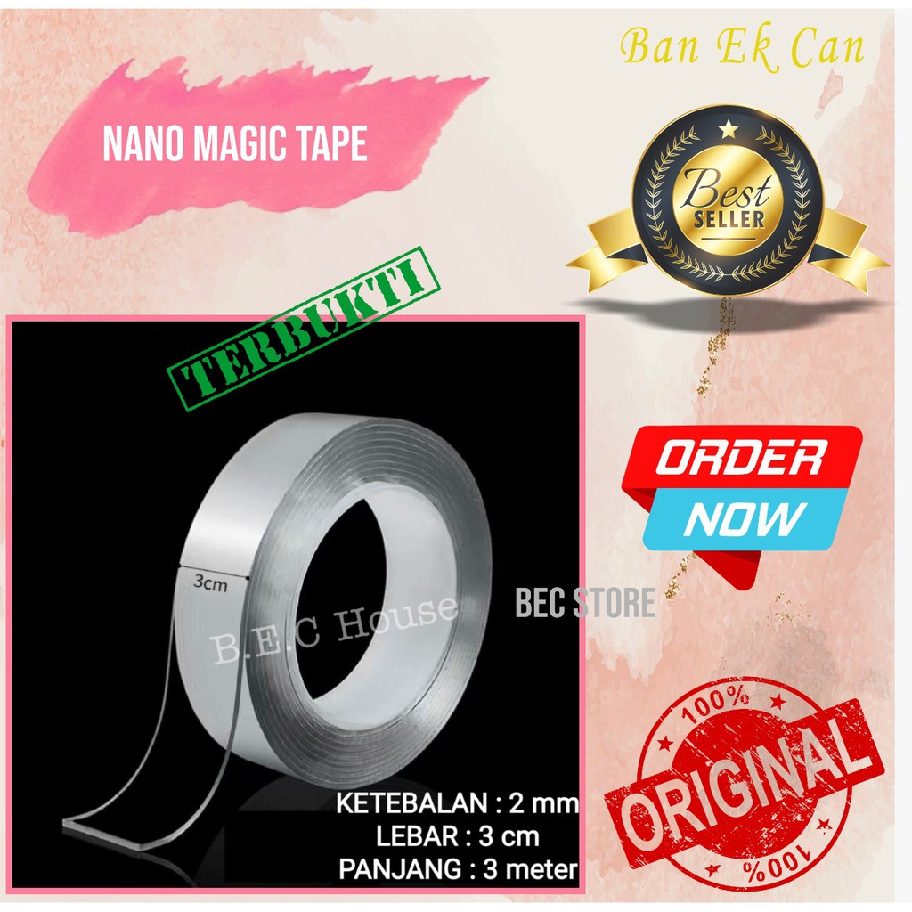 

[200gram][2mmX3meter] Double Tape Nano Tape Ivy Grip Tape Isolasi Selotip 2 Sisi Kuat Dicuci