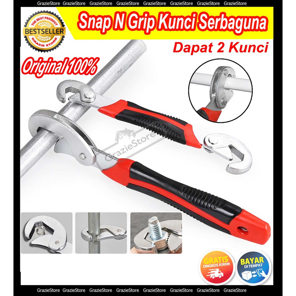 V15N Kunci Pas Kunci Inggris Serbaguna Snap N Grip Alat Bengkel Multifungsi 1 Set Dapat 2 Kunci