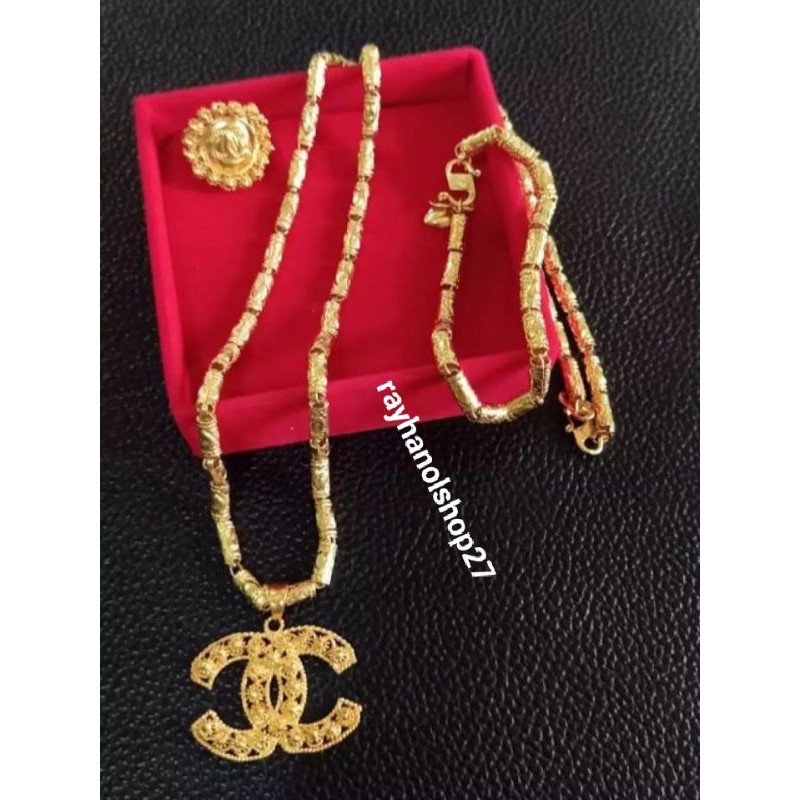 SET PERHIASAN WANITA SEPUHAN EMAS 24K 2 SUKU