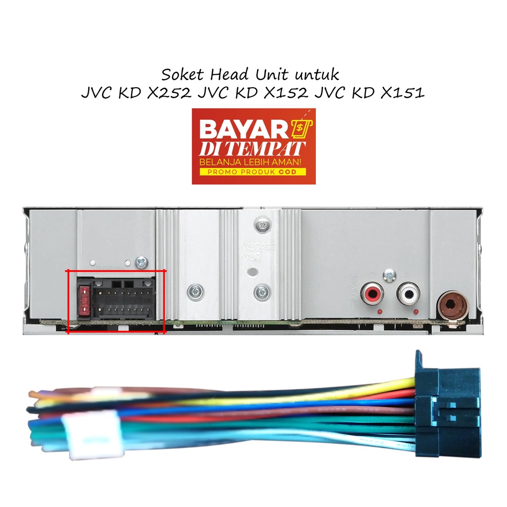 Soket Tape Mobil JVC KD X252 KD X152 KD X151 / JVC KDX252 JVC KDX152 JVC KDX151 Soket Head Unit
