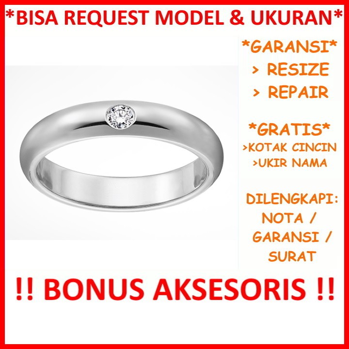 Garansi Silver Asli Gratis Ukir Tulis Nama Cincin Perak Kasual Kawin Tunangan Nikah Handmade Id114