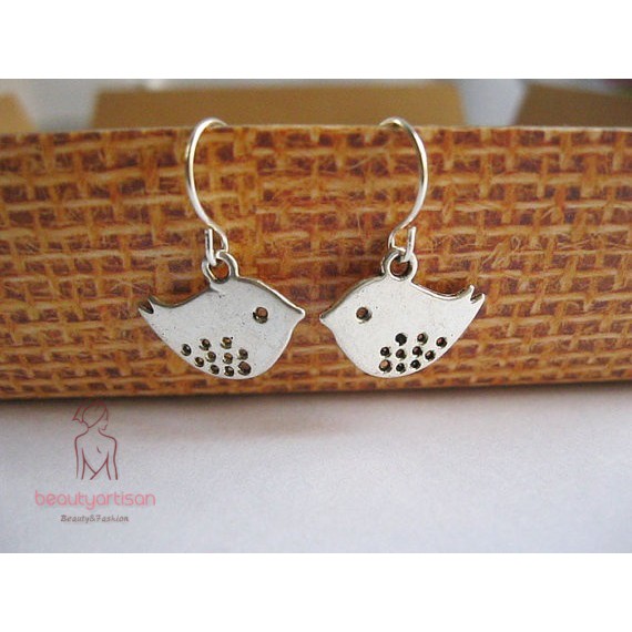 Anting Kait Gantung Desain Burung Kecil Lucu Bahan Alloy Warna