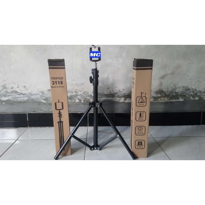 Tripod hp atau handphone hitam 1,3 meter 3118 plus Holder U